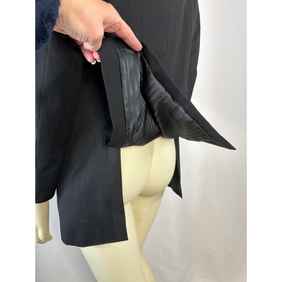 Demantie Super 150's Sport Coat Blazer hand tailored black size S/36 W/30 - Picture 8 of 12